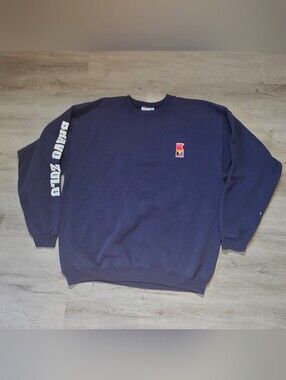 Bruno Zulu Fedex Navy Crewneck Sweatshirt with Geometric Chest Logo Size Large